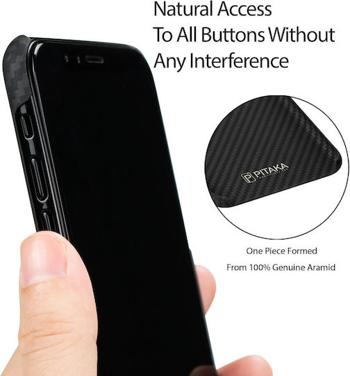 Pitaka Aramid MagEZ Back Cover Aramid Fiber 0.65mm Black / Red Twill (iPhone 12)