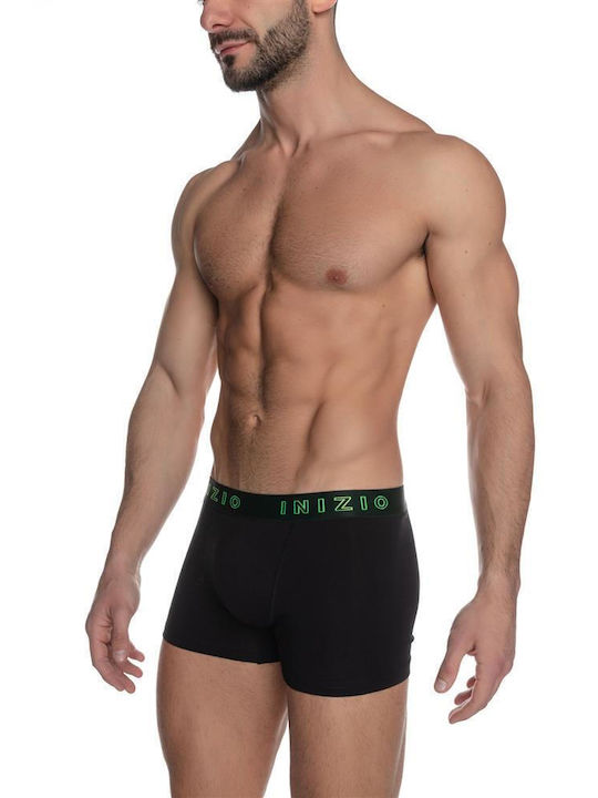 MEN'S BLACK BOXER INIZIO WITH EXTERNAL MAT RUBBER 44410 BLACK/LIGHT BLUE