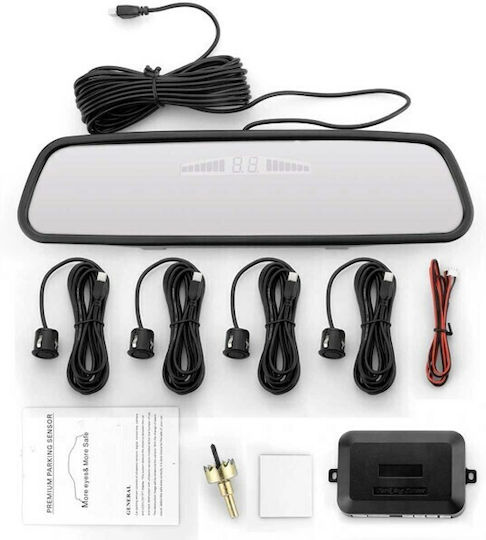 Car Parking System Mirror and 4 Sensors in Black Color