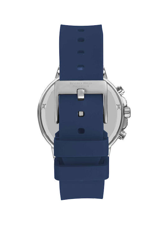 Beverly Hills Polo Club Watch Chronograph Battery with Blue Rubber Strap