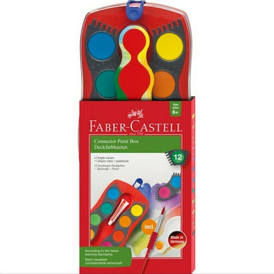 Faber-Castell Αποσπώμενες Aquarellfarbenset Bunte mit Pinsel 12Stück 125050