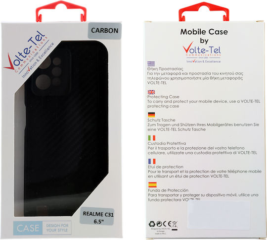 Volte-Tel Carbon Umschlag Rückseite Silikon Schwarz (Realme C31)