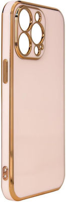 Hurtel Lighting Color Gold Frame Silicone Back Cover Pink (iPhone 12 Pro Max)