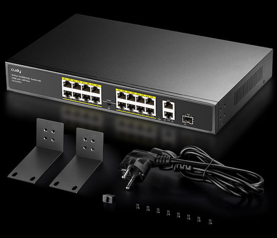 Cudy FS1018PS1 v1 Negestionat L2 PoE+ Switch cu 16 Porturi Ethernet și 1 Port SFP