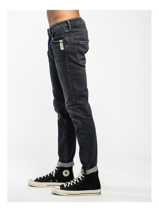 Simon Men's Jeans Pants Elastic with Slim Fit Black