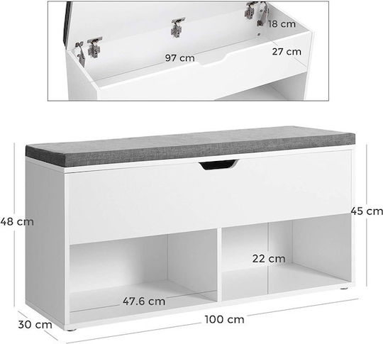 Ξύλινη Παπουτσοθήκη με 1 Ράφι 100x30x48cm