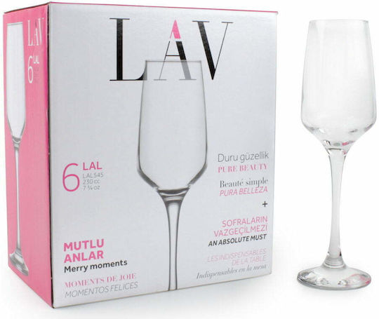 Gurallar Lal Set of Glasses Champagne made of Glass Stemmed 230ml 6pcs