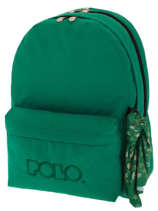 Polo Original Double 600D Σχολική Τσάντα Πλάτης Γυμνασίου - Λυκείου Πράσινη με Θήκη για Παγούρι 30lt 2020