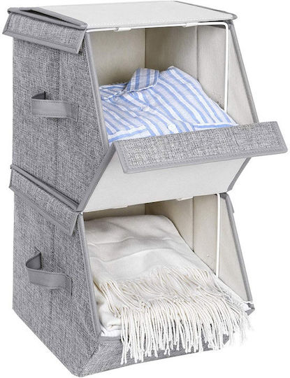 Songmics Тъкан Кутия за съхранение с капак Сив 50x35x25см 3бр