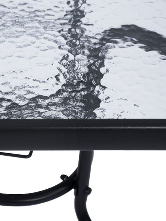 Figo Outdoor Dinner Free Standing Table with Glass Surface and Metal Frame Gray 70x70x72cm