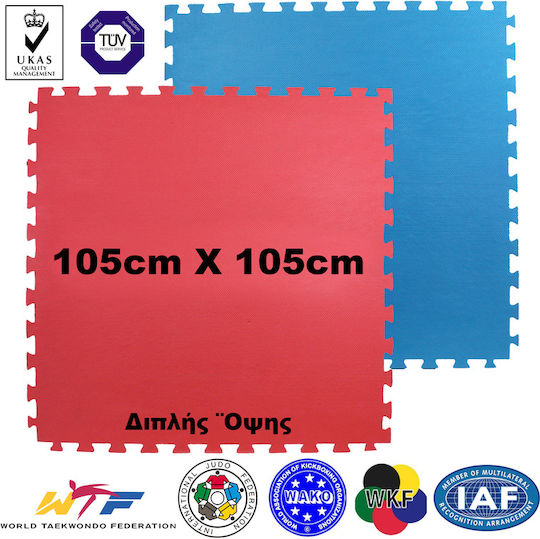 Подложки Пъзел За Фитнес Двустранна Червени/Сини 105x105x2см 1бр