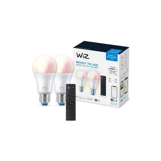 WiZ Smart Bulbs LED 8W for Socket E27 and Shape A60 RGBW 806lm 2pcs