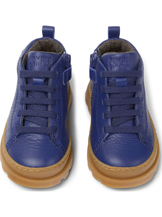 Brutus Leather Kids Boots with Zipper Blue