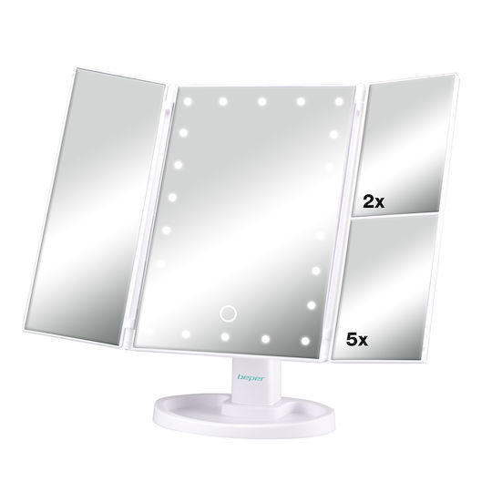 Beper Lighted Tabletop Makeup Mirror White