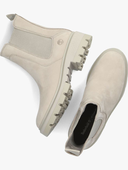 Cortina Valley Leather Women's Chelsea Boots with Medium Heel Taupe