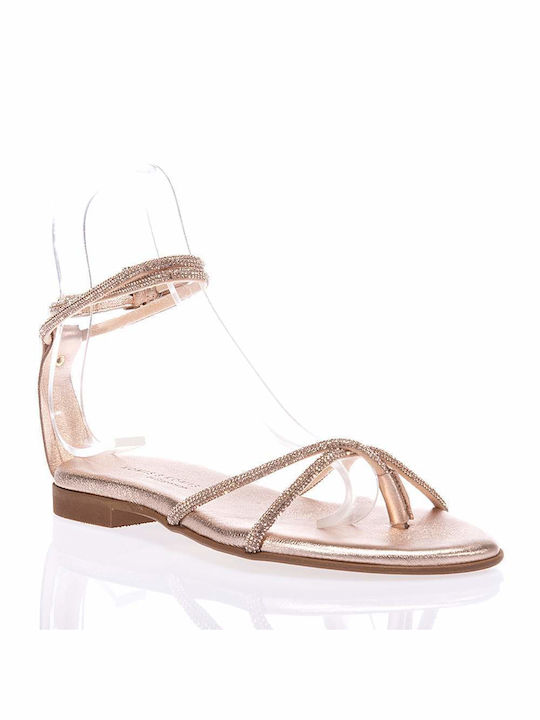 Komis & Komis Leder Damen Flache Sandalen mit Riemen Copper