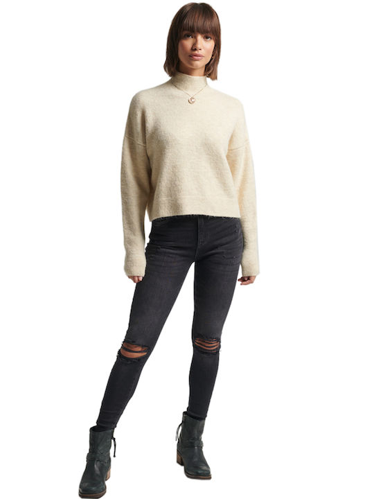 Superdry Women's Long Sleeve Pullover Turtleneck Ecru