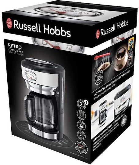 Russell Hobbs Retro Classic Mașină de cafea cu filtru 1000W Alb