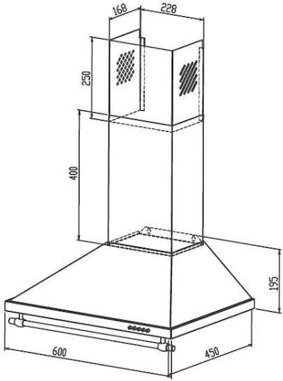 Proff Airmax BRG Απορροφητήρας Καμινάδα 90cm Inox