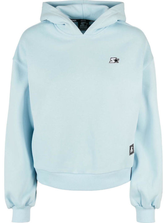 Long Women's Sweatshirt Hooded Ice Water Blue