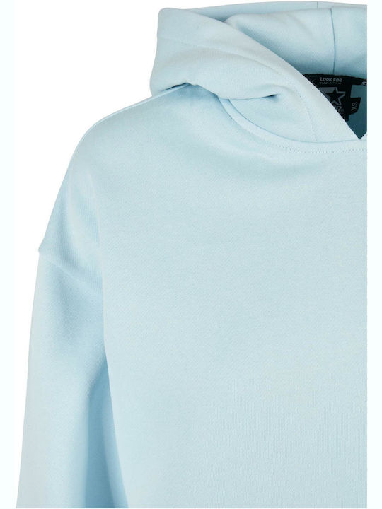 Long Women's Sweatshirt Hooded Ice Water Blue