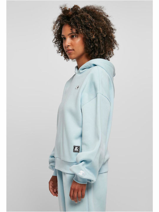 Long Women's Sweatshirt Hooded Ice Water Blue