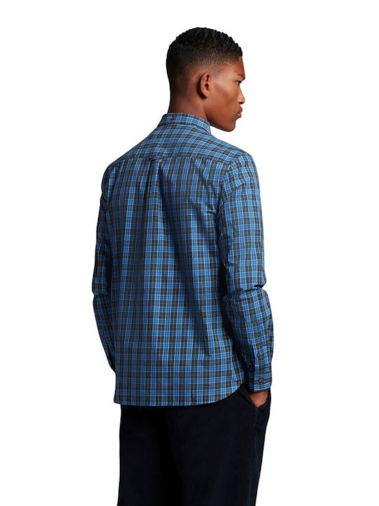 LYLE AND SCOTT MAINRANGE CHECKED POPLIN SHIRT MEN'S BLUE