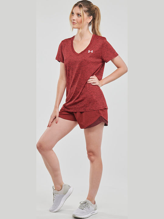 Women's T-shirt with V Neckline Red