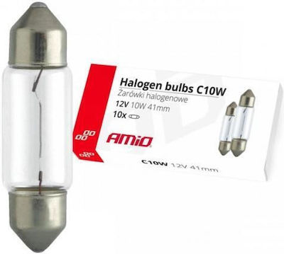 AMiO Lampen Auto C10W 41mm Halogen 12V 10W 10Stück