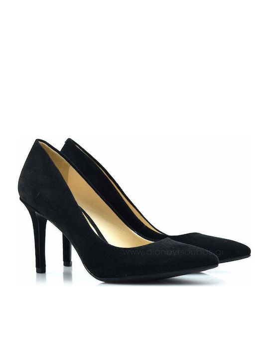 Suede Pointed Toe Stiletto Black High Heels Lory