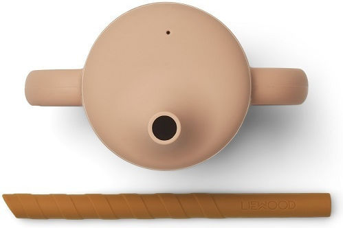 Liewood Cameron Toddler Silicone Cup with Handles and Straw 140ml for 12m+ Beige LW150031189