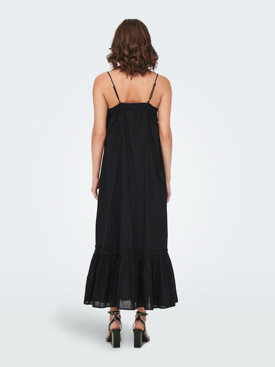 Only Summer Midi Dress with Ruffle Black