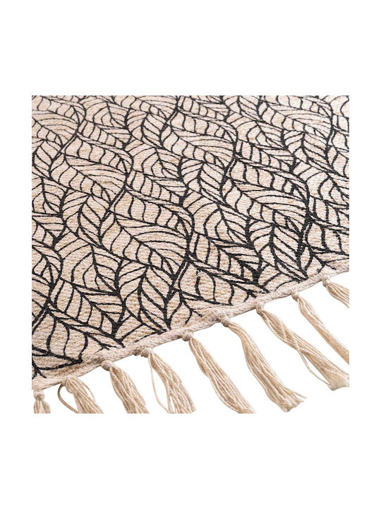 L-C Kalinda Rug Rectangular Summer Wicker with Fringes Noir