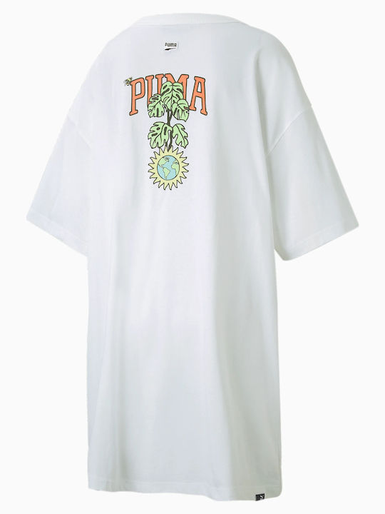 Downtown Summer Mini Athletic Dress T-Shirt Short Sleeve White