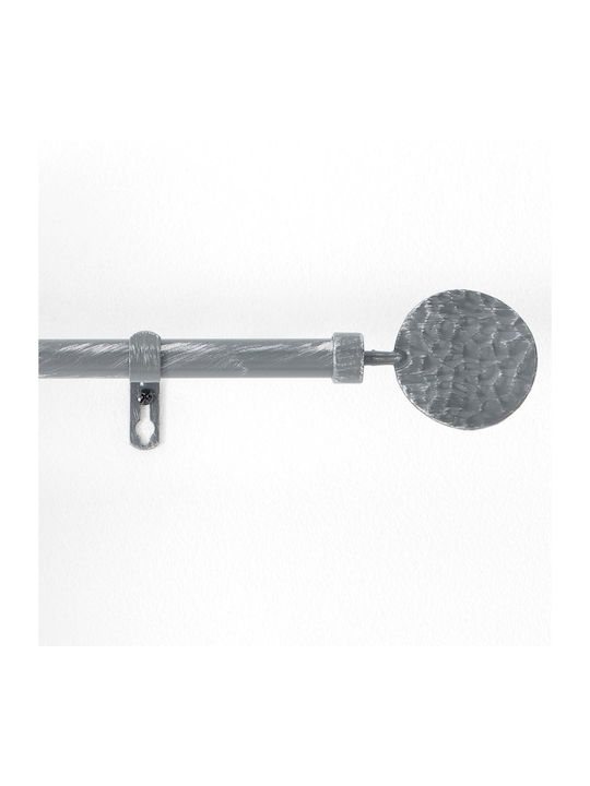 Extendable Metallic Curtain Pole L-C Bullette Single Φ19mm 120-210cm Gris / Argent