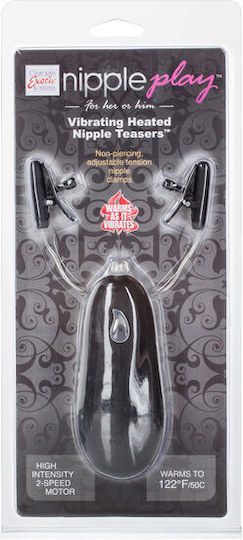 Calexotics Vibrating Heated Adjustable Nipple Teasers Cleme pentru Sfârcuri în Culoare Negru