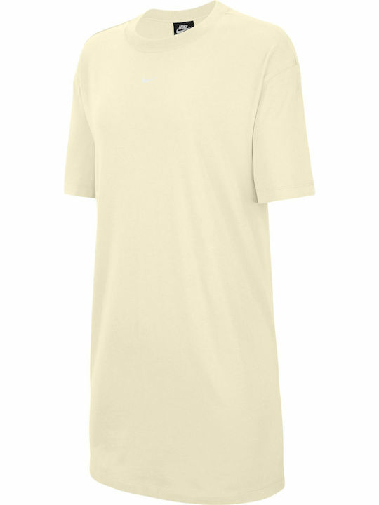 Sportswear Essential Summer Mini Athletic T-Shirt Short Sleeve Beige Dress