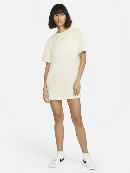 Sportswear Essential Summer Mini Athletic T-Shirt Short Sleeve Beige Dress