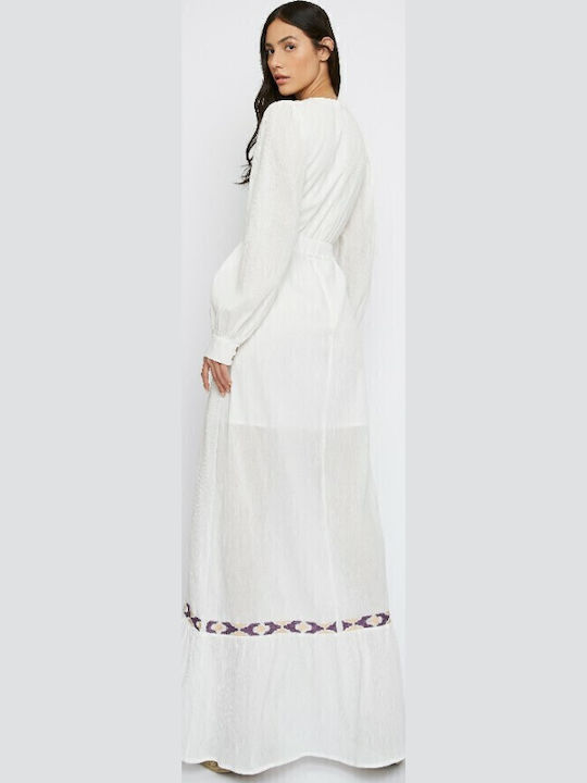 Summer Maxi Dress with Ruffles White
