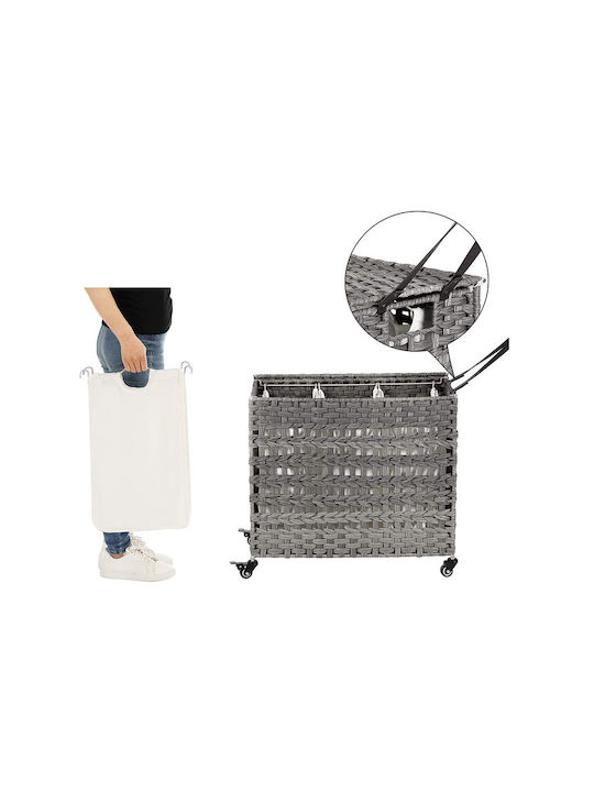 Songmics Coș De Rufe Metalic Pliabil 143lt Cu Capac 66x35x60.5cm Gri