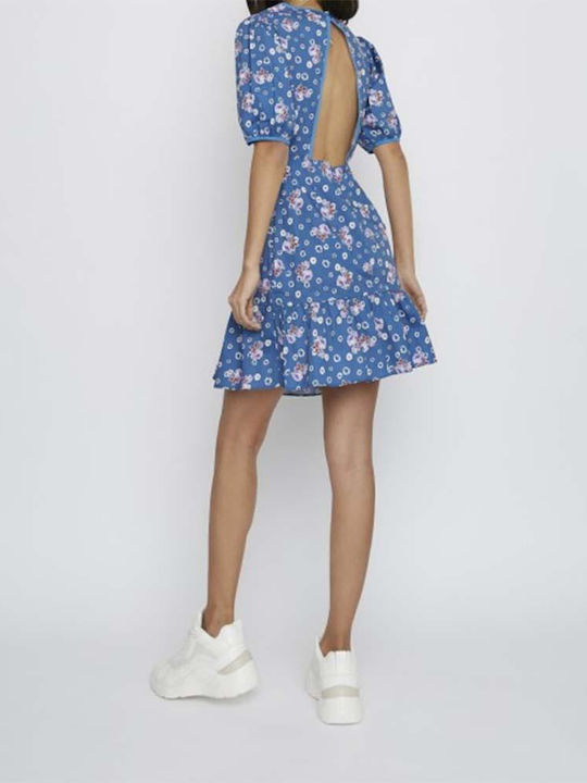 Glamorous Summer Mini Dress with Ruffle Blue