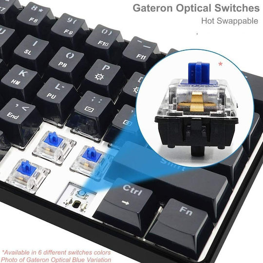 HK Gaming GK61 Optical Gaming Keyboard 60% with Gateron Optical Brown switches and RGB lighting (English US)