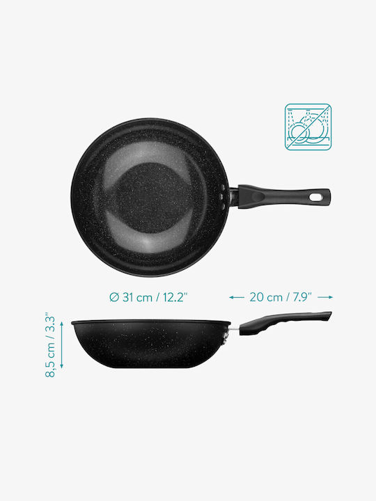 Navaris Wok din Aluminiu cu Strat Antiaderent 30cm