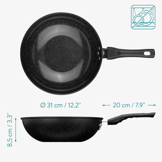 Navaris Wok din Aluminiu cu Strat Antiaderent 30cm
