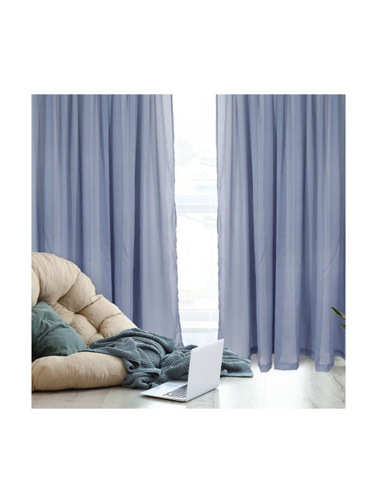 Das Home Κουρτίνα με Τρέσα 2199 Σιέλ 300x270εκ.