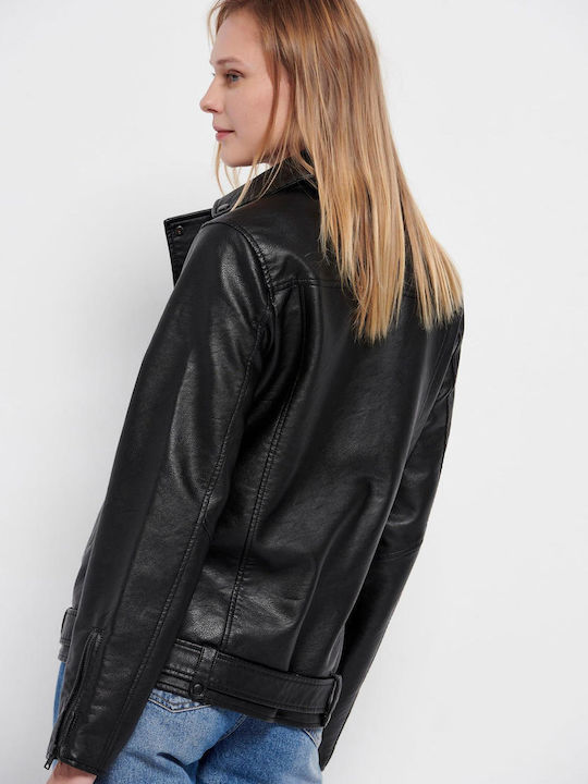 Funky Buddha Jachetă de femei Biker Jacket Negru