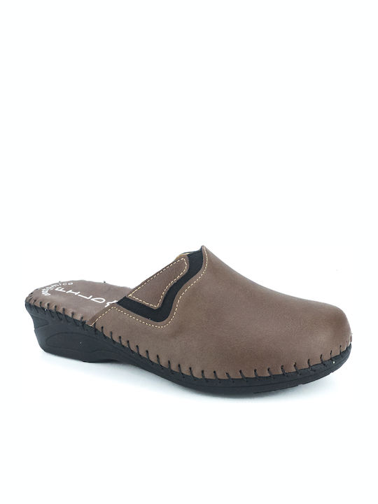 Fild Anatomic Sparta 21 Anatomic Leather Women's Slippers In Brown Colour