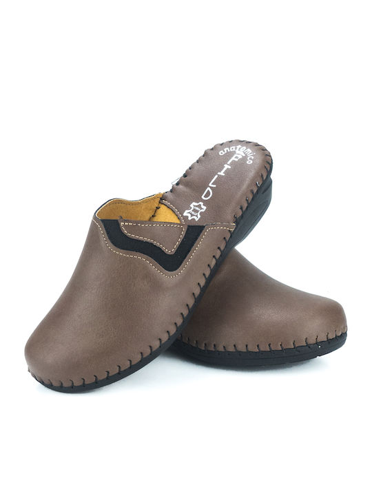 Sparta 21 Anatomical Leather Women's Slippers Brown