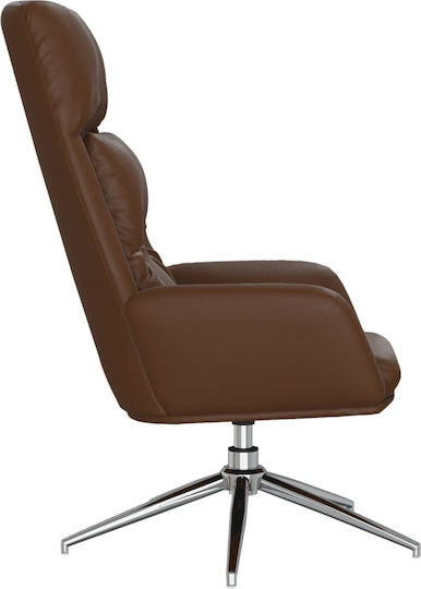 Sessel Drehbar aus echtem Leder Braun 70x77x94cm