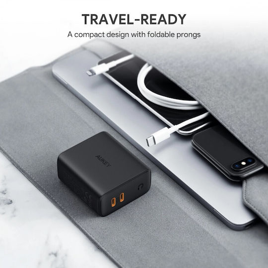 Aukey Charger Without Cable with 2 USB-C Ports 36W Power Delivery Blacks (PA-D2)
